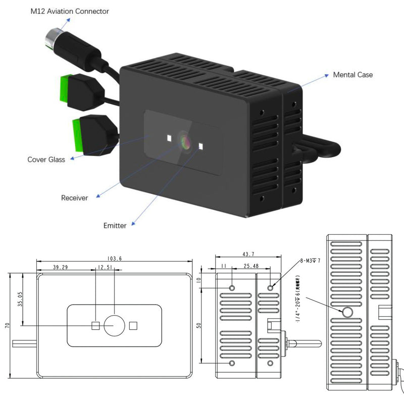 Industrial Outdoor TOF 3D Camera Rangefinder CS40 - TOFSENSORS Synexens Industrial Outdoor 4m TOF Sensor Depth 3D camera Rangefinder_CS40(Equipped with smaller FOV lens)-Tofsensors