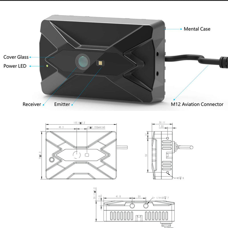 Industrial TOF Sensor 3D Camera Rangefinder CS20-P - TOFSENSORS Synexens Industrial TOF Sensor Depth 3D camera Rangefinder_CS20-P-Tofsensors