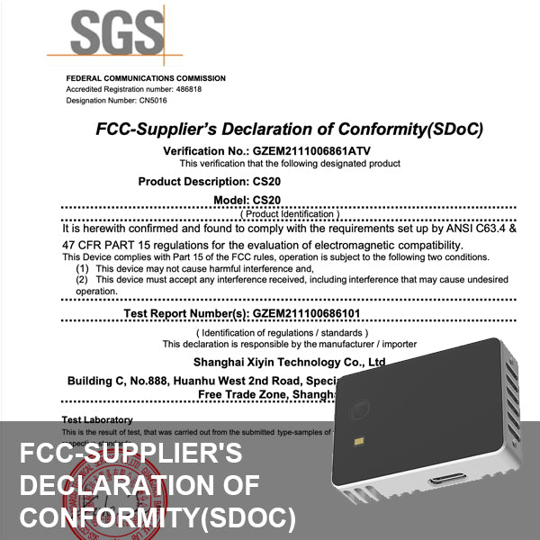 Soild-State Lidar_CS20 - Declaración de conformidad del proveedor (SDoC) de la FCC por SGS