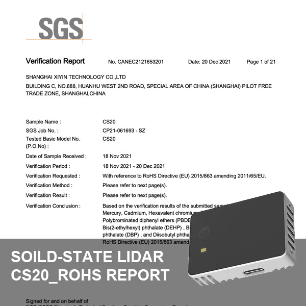 Soild-State Lidar_CS20_RoHS-Bericht von SGS