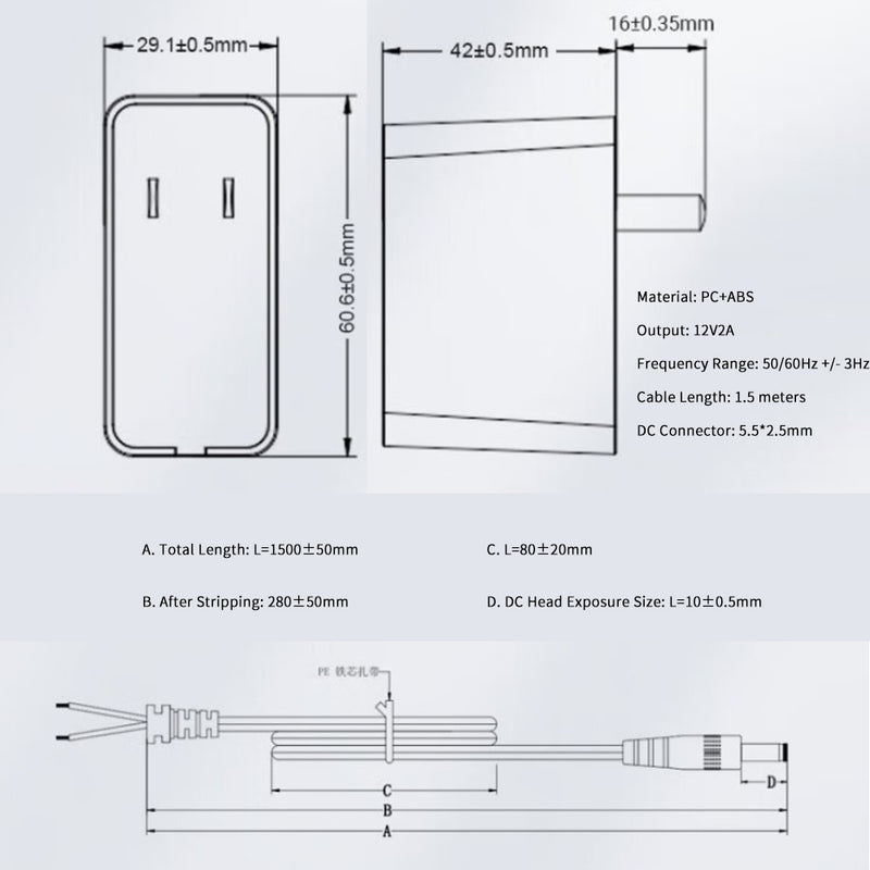 Industrial Power Adapter for Synexens TOF 3D Cameras Accessories CS20-P,CS40 and CS40pro-Tofsensors